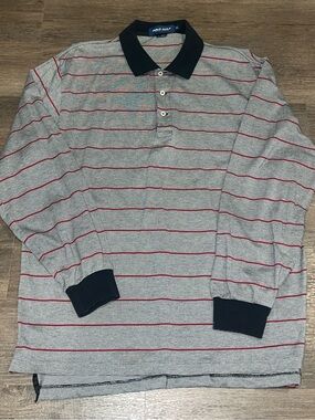 Polo Ralph Lauren golf black collar Polo with Gray and Red Stripe Body
